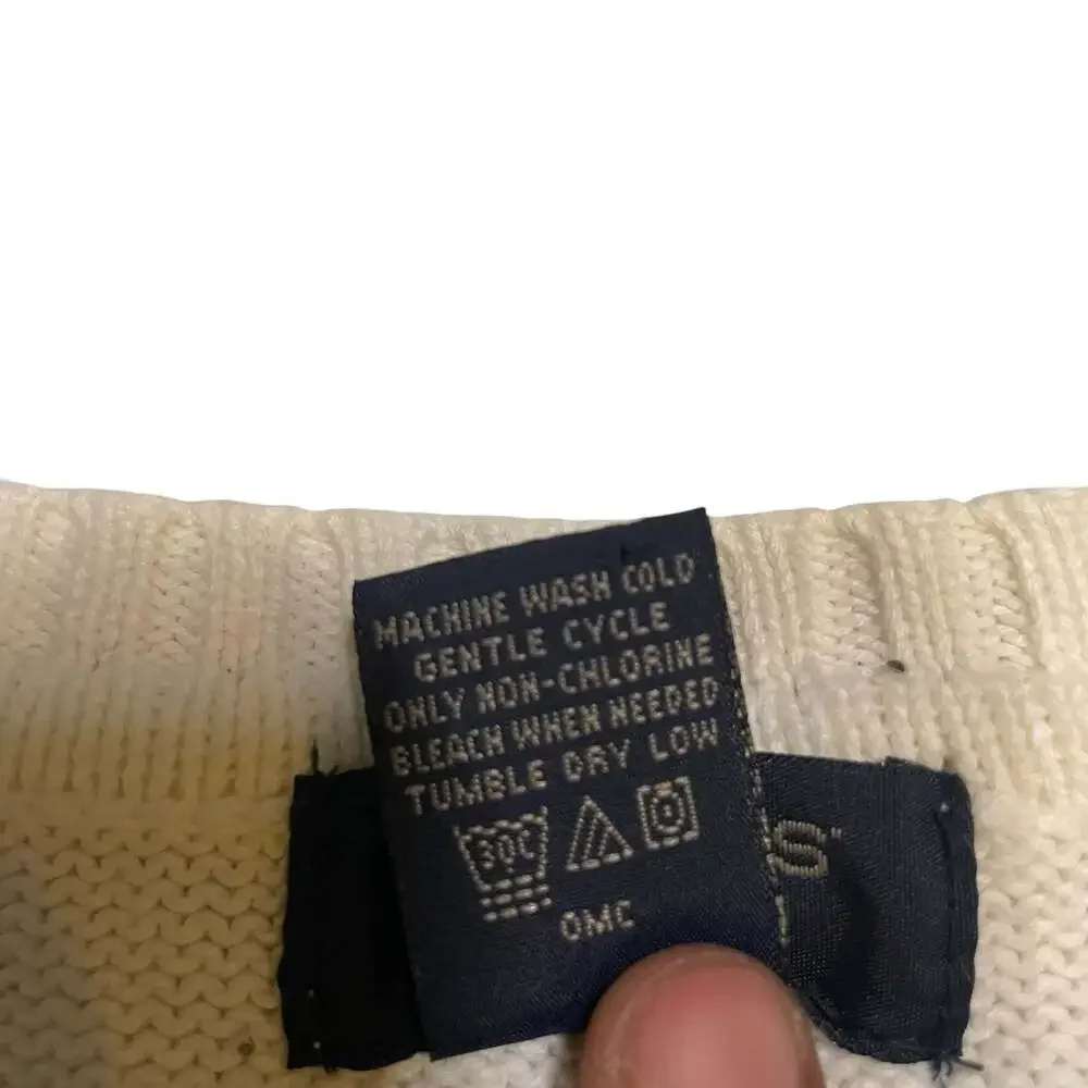 Dockers Argyle Knit Sweater Large Cream Cotton Pullover